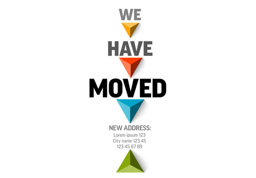We have moved minimalistic flyer template with fresh triangle arrows