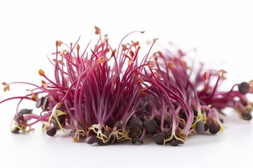 Red cabbage sprouts on a white background from generative ai