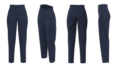 Dark Blue plaid Woman Pants