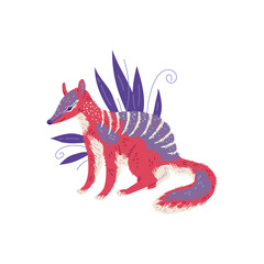 Bright colorful marsupial anteater Australian animal flat style