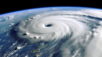 Satellite image of a Tropical Cyclone Erica.Generative AI - obrazy, fototapety, plakaty