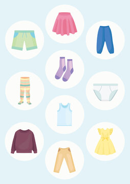baby development sticker set, baby clothes illustration set