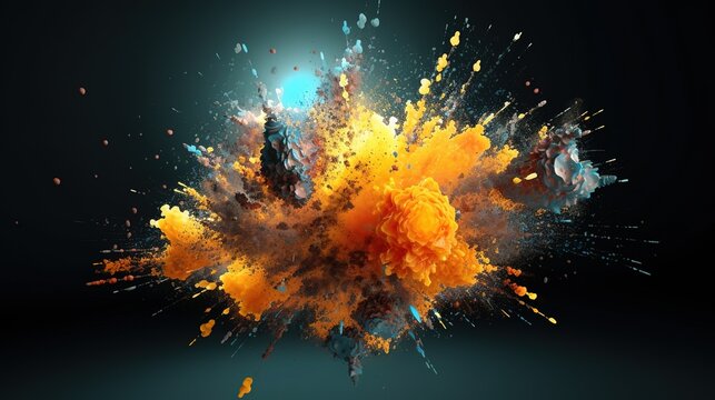 3d Illustration of particle burst from the collection.Generative AI
