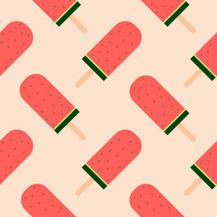 watermelon ice cream stick seamless pattern vector illustration