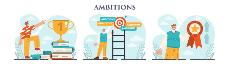 Ambitions set. Motivation to success, aspiration and effort for improvement