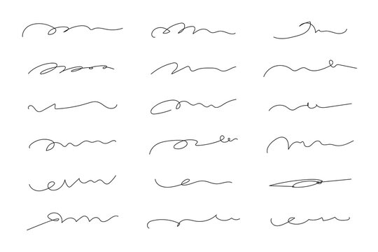 A set of hand drawn squiggle and scribble lines, png transparent background
