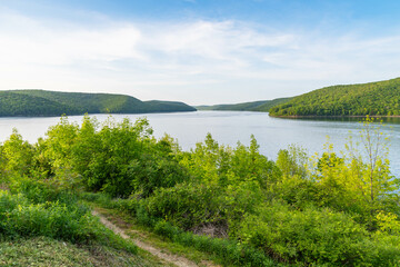 Allegheny National Forest Pa Kinzua point mountain lake, copy space graphic resources, summer activity