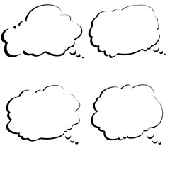 Set of speak bubble text dreaming style, chatting box, message box outline cartoon vector illustration design. Perfect for various purposes, including social media posts, graphic designs.