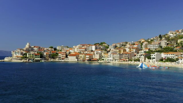 Aerial view of Igrane town, the Adriatic Sea, Croatia
