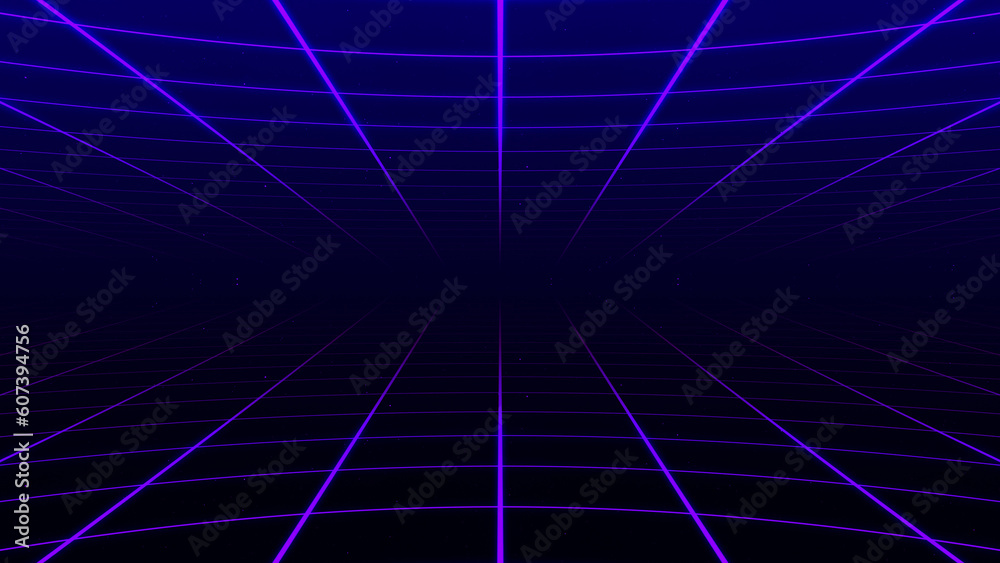 Poster abstract retro synthwave grid loop animation background 3d render. looping grid motion design with p