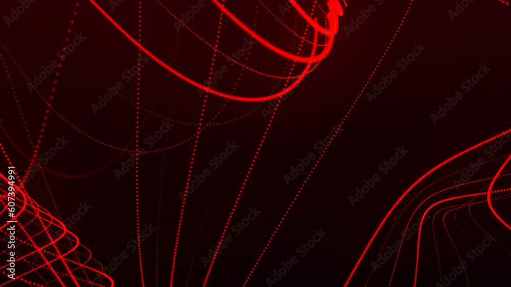 Poster Dynamic wave of glowing particles. Data flow information. Concept of digital communication. Technology or Science Banner. Big data visualization. 3D rendering.
