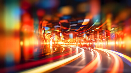 Beautiful background image in bright blurry colors with glowing lines.