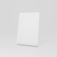 Blank white tent card mockup, 3d rendering isolated on gray background