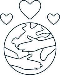 World embracing icon. Monochrome simple sign from donation collection. World embracing icon for logo, templates, web design and infographics.