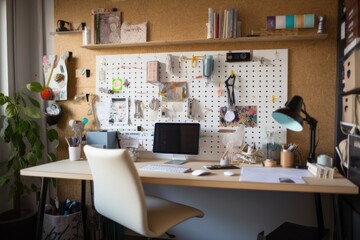 a workspace that promotes creativity and productivity, with plenty of inspiration at hand, created with generative ai