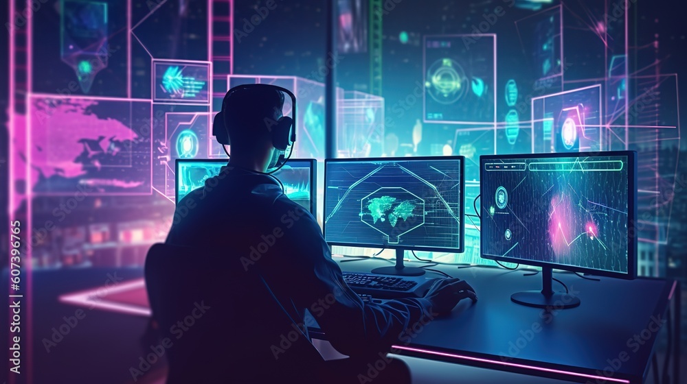 Poster Cyber security network.Generative AI