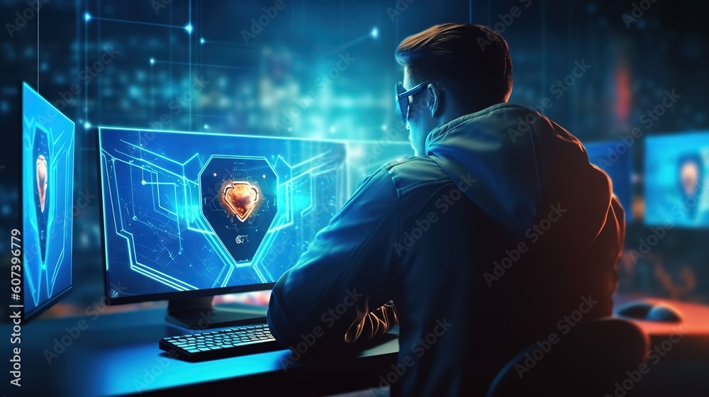 Poster Cyber security network.Generative AI