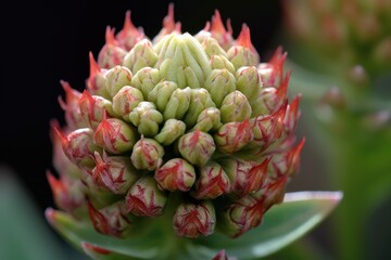 Fototapeta premium close-up of flowering bud, revealing intricate details, created with generative ai