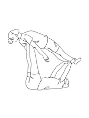 Continuous one line drawing of people yoga poses. Vector illustration.