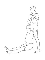 Continuous one line drawing of people yoga poses. Vector illustration.