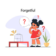 Child with extroverted individuality. Joyful little girl with lack of concentration