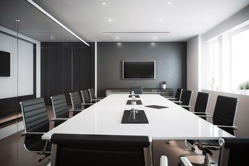 modern meeting room with sleek furniture and minimalistic design, created with generative ai