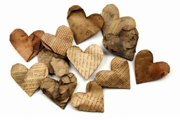 Obraz premium heart shaped cookies on white. heart of red and gold hearts. Generative AI