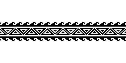 Maori polynesian tattoo bracelet. Tribal sleeve seamless pattern vector. Samoan border tattoo design fore arm or foot. Armband tattoo tribal. band fabric seamless ornament isolated on white background