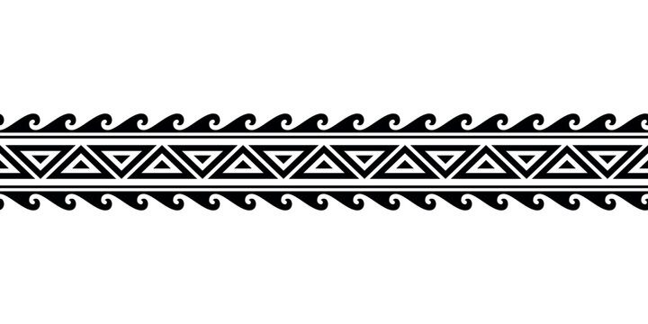 Maori polynesian tattoo bracelet. Tribal sleeve seamless pattern vector. Samoan border tattoo design fore arm or foot. Armband tattoo tribal. band fabric seamless ornament isolated on white background