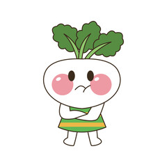 cute radish vegetable kawaii character vector illustration design icon