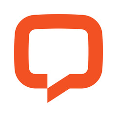 Speech bubble icon. Flat style. The orange icon on white background.