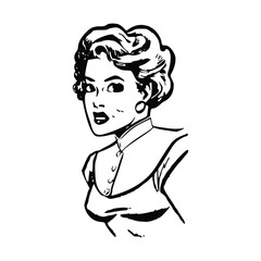 Elegant woman in retro style. Hand-drawn vector illustration.
