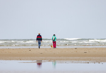 Fototapeta na wymiar Blåvand Beach - The North Sea is something very special all year round!. Blåvand is a town in Varde municipality in Jutland in Denmark