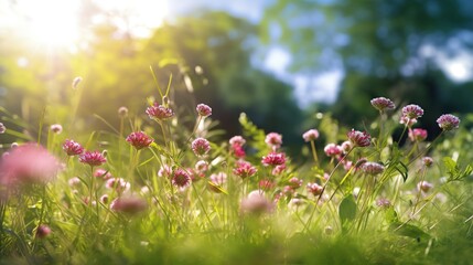 Beautiful meadow flowers blooming in the garden. Generative AI