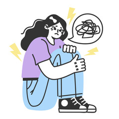 Psychological stress. Character experiencing mental health issues