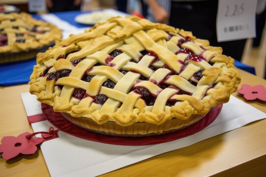 cherry pie baking competition, with contestants showcasing their skills and creativity in this classic pastry, created with generative ai