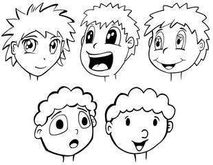 Faces and Heads Vector Illustration art set