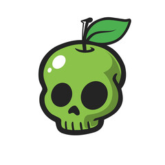 An apple in the shape of a colored skull head 