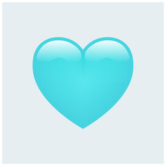 Light Blue Heart Emoji isolated on white background. Emoticons symbol modern, simple, vector, printed on paper. icon for website design, mobile app, and UI. Vector Illustration