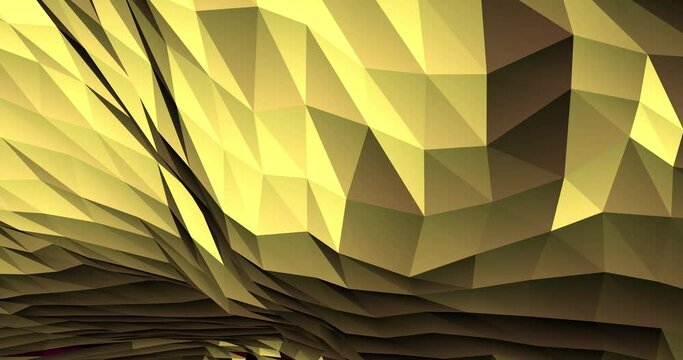 Abstract polygonal faceted background in loop. Multicolor iridescent geometric animation. Crystal style landscape backdrop in minimal polygonal geometric design.