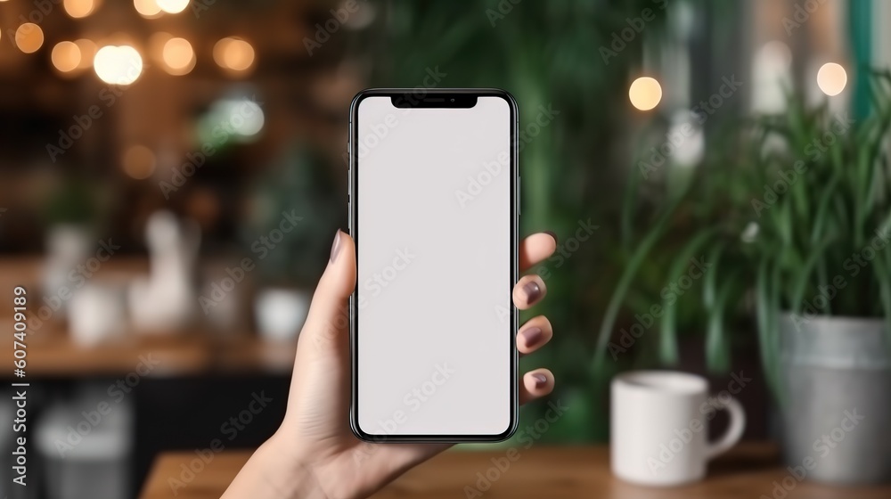 Leinwandbilder A business person using a mobile smartphone, checking the location of the address using the navigator application, driving a car.Generative AI