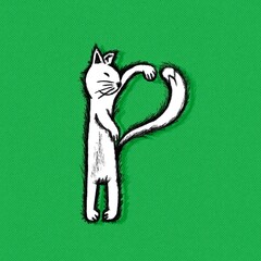 Animal Alphabet Letter P illustration of cat cartoon 