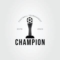 trophy for football or soccer champions logo vector illustration design