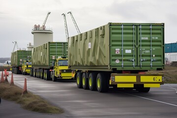 nuclear waste being transported in secure, tamper-proof containers, created with generative ai