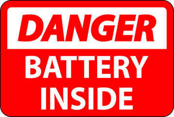Danger Sign Battery Inside On White Background