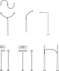 Classic garden and street lamp detailed illustration vector sketch