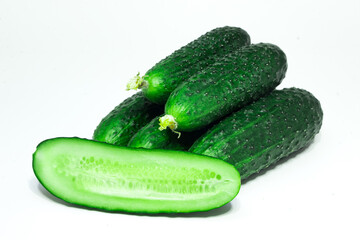 Fresh cucumbers isolated on white background