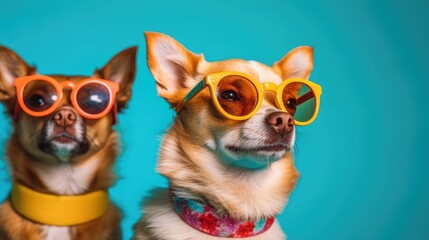 chihuahuas wearing colorful sunglasses