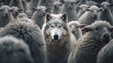 wolf in sheeps clothing - obrazy, fototapety, plakaty