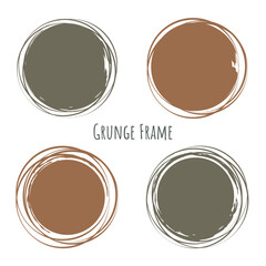 Circle brush stroke, hand drawn paint frame for design logo, banner, card.